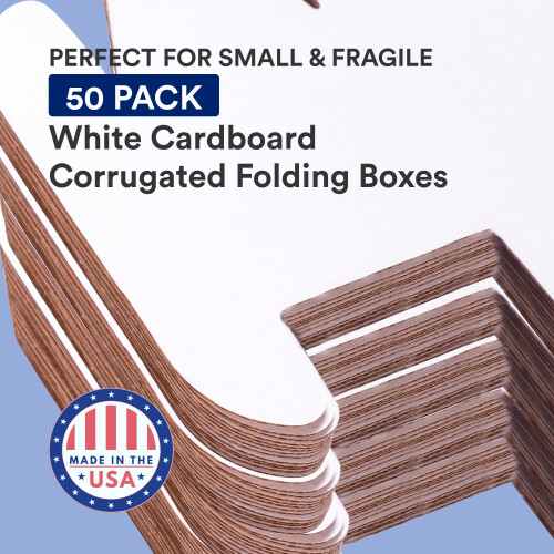BOX USA Κουτιά Αποστολής Μικρά 6"Μ x 6"Π x 2"Υ, 50-Συσκευασία | Κουτί Κάθετης Κάρτας 2