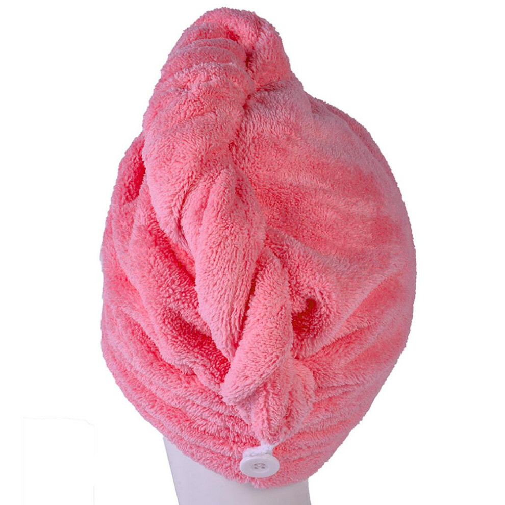 Serviette de s   chage en microfibre YYXR, ultra absorbante, turban torsad   , bonnet de s   chage pour cheveux (rose)