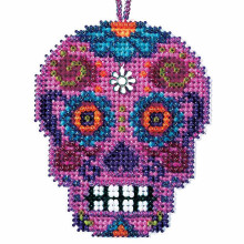 Kit punto croce con perline Rosa per Halloween 2016 Mill Hill Calavera Charmed Ornaments MH161626