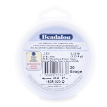 Beadalon 316L Stainless Steel Wrapping Wire Round 20 Gauge Round 89 feet 1/4 Pound