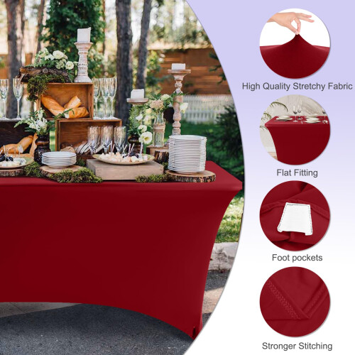 ABCCANOPY Spandex Tablecloths for 6 ft Home Rectangular Table Fitted Stretch Table Cover Polyester Tablecover Table Toppers 1