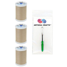 Coats & Clark Sewing Thread Dual Duty XP General Purpose Poly Thread 250 Yards (3-Pack) Buff Bundle with 1 Artsiga Crafts Seam Ripper S910-8050-3P