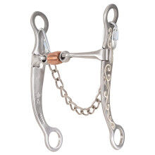 Classic Equine Interpreter Shank Roping Bit with Swivel Smooth Bar Copper Roller Dogbone  6.75-inch