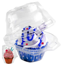 pizety pakket van 50 individuele cupcake bakjes Sterke en stevige doorzichtige plastic Cupcake Muffin Bakjes wegwerp cupcake bakjes met 1 compartimen