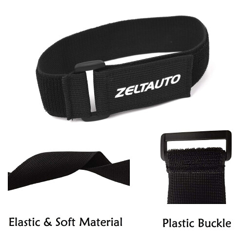 Zeltauto Elastic Cinch Straps Hook 16Inch (2 Pack) Multipurpose Strong Reusable Loop Cable Ties for Securing & Organizing Cables Extension Cords Ropes 1