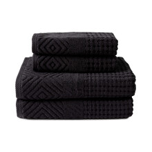 Texre 100% Coton biologique Diamond Jacquard 700 GSM Luxury Bath-Torgle Sents - Ultra Soft and Absorbants Hotel and Spa Quality (Diamond Black 2