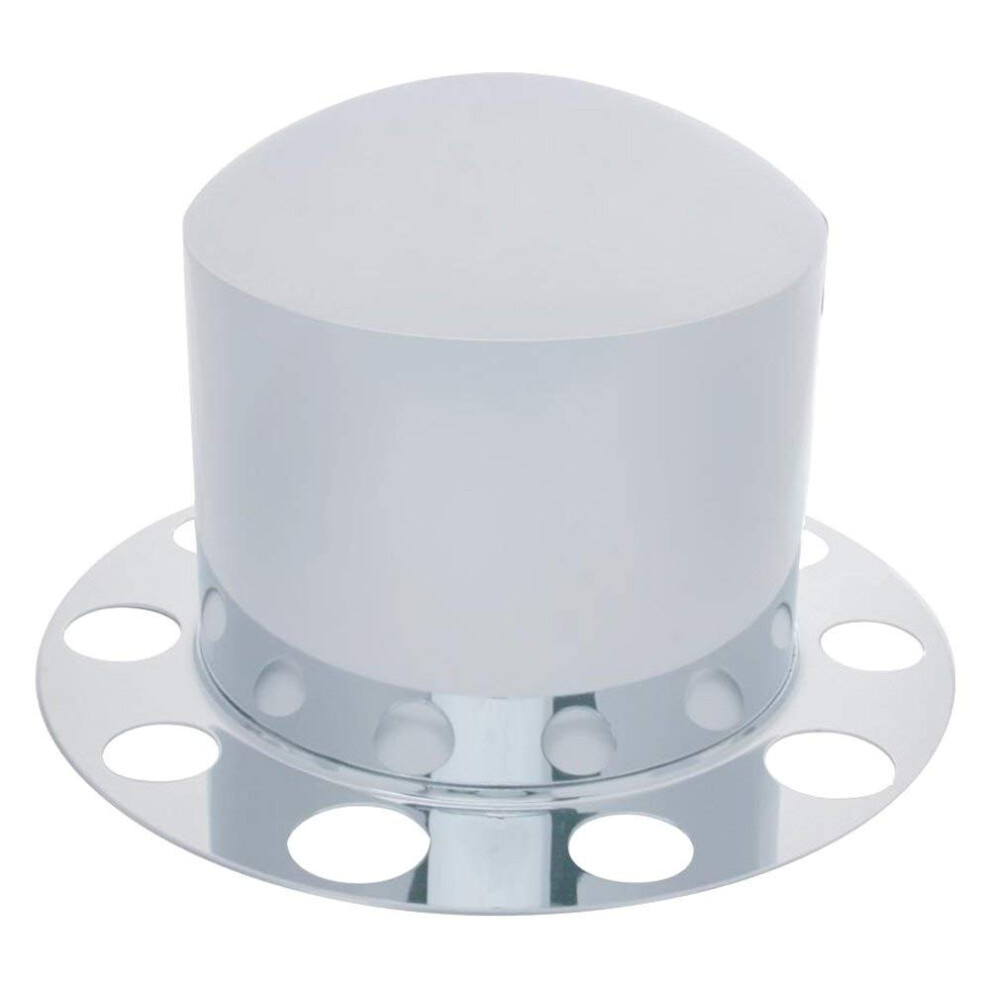 United Pacific 10210 - Axle Hub Cover - Chrome Dome Rear Axle Cover 2Pc Kit With 1.5"""" Nut Cover - Steel Wheel 710270102105