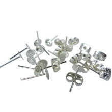 YOYOSTORE 100 Lot ruostumatonta terst hopeanvrinen litte pohja korvakoru Tee tee-se-itse -tolpat nappeilla Takana tyhjt lydt (3mm)