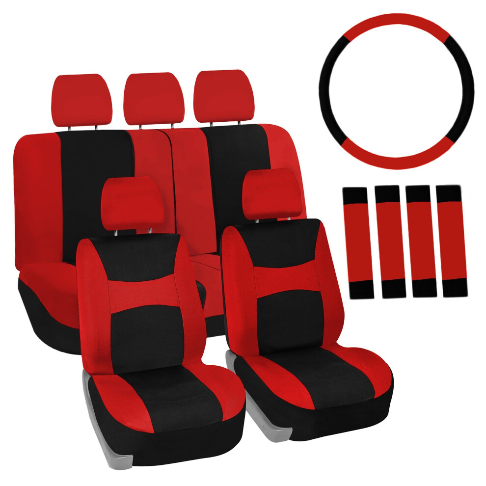 Housses de si   ge auto FH Group, ensemble complet en tissu, ajustement universel, housses automobiles, dossier bas, airbag avant, banquette arri   r