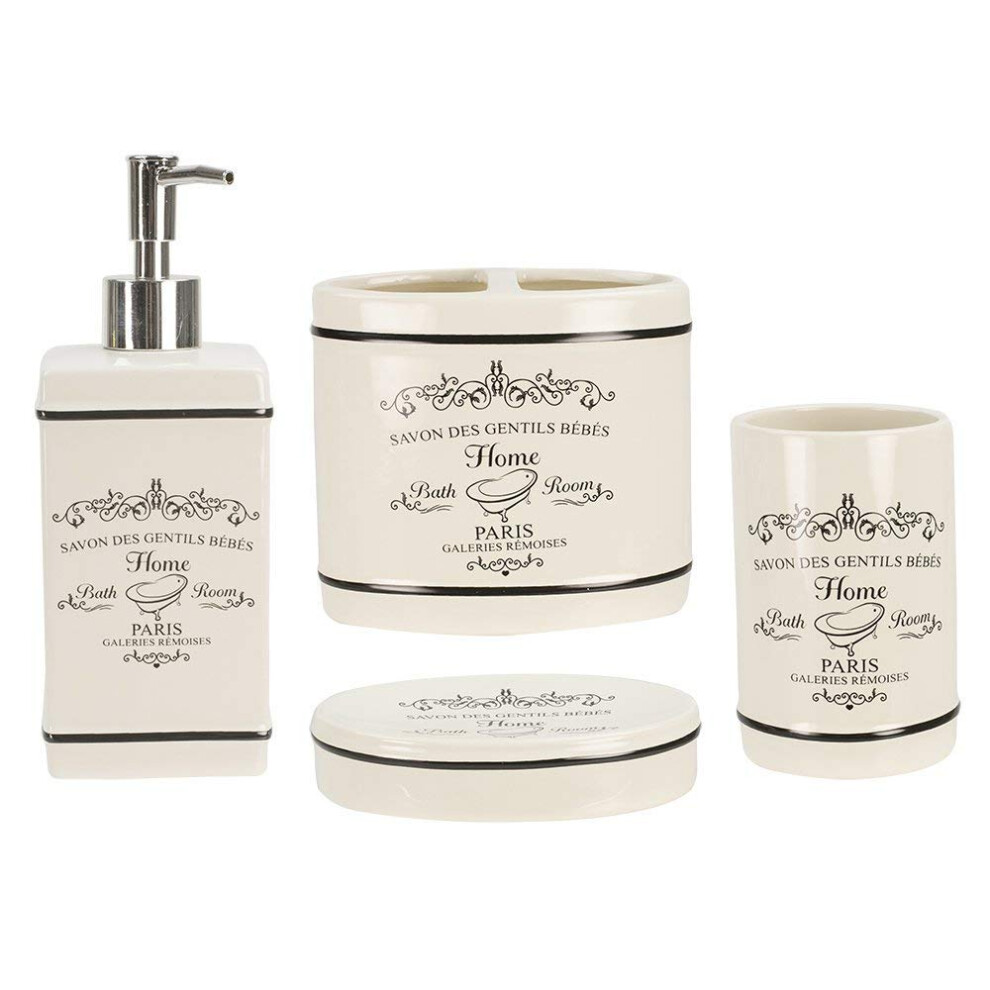 Ensemble d'accessoires de salle de bain Home Basics Paris Collection 4 pi   ces comprenant un distributeur de savon, un porte-brosse     dents, un go