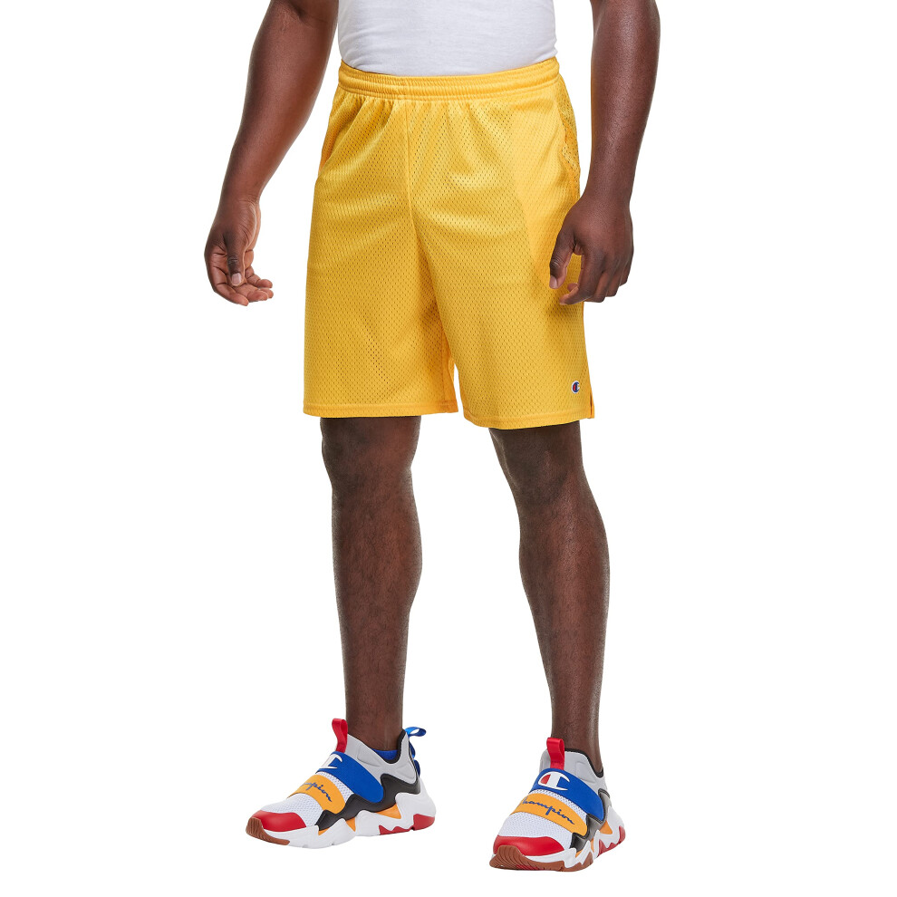 Champion mens 9"""" Mesh Short  C Logo Short  Team Gold  Small US