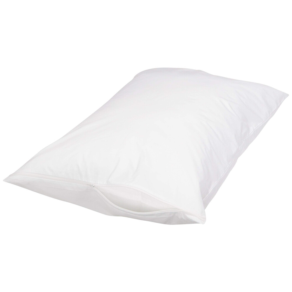 Taie d'oreiller Queen Amazon Basics avec fermeture   clair 100 % coton hypoallerg  nique, prot  ge-oreiller blanc (78 x 53 cm), oreillers non inclus