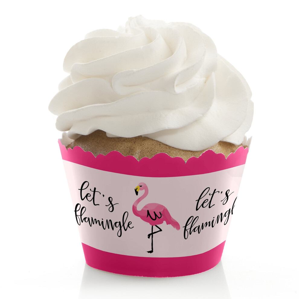 Duza Kropka Szczescia RσZowy Flaming - Tropikalne Dekoracje Letnie Zestaw Opakowan Do Babeczek 12-image