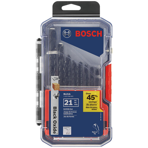 Bosch BOSCH BL21A Σετ 21 Τεμαχίων Μαύρης Οξειδωμένης Μεταλλικής Τρυπανιών με Θήκη