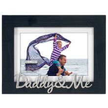 Malden International Designs 4x6 or 5x7 Daddy & Me Distressed Expressions Picture Frame Silver Finish Daddy & Me Word Attachment Black Textured W