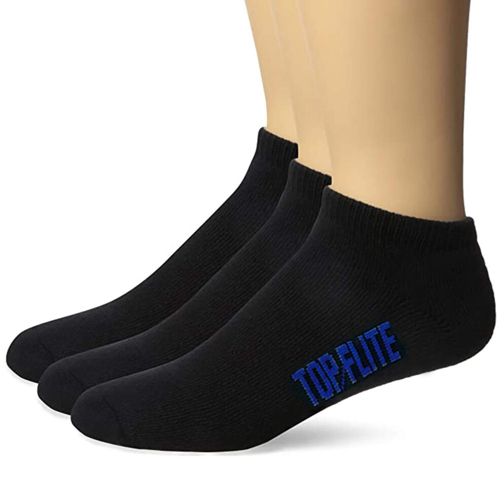 Lot de 3 paires de chaussettes basses Top Flite Sport Full Cushion pour homme, noires, taille L (40-43) - Pointures 40-43