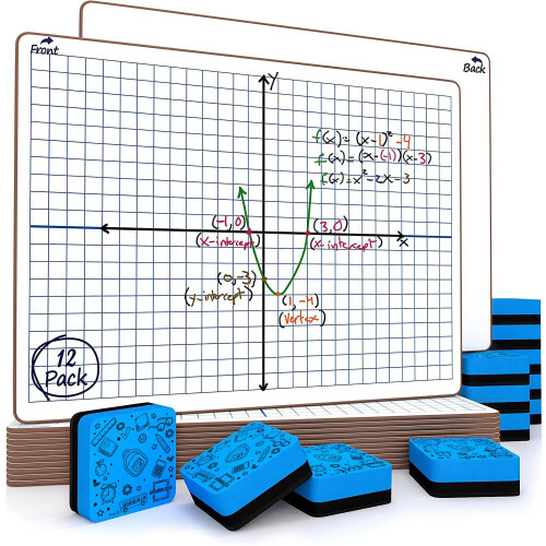 Scribbledo 12 Pack Dry Erase XY Axis Graph Lap Board