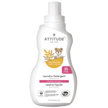 ATTITUDE Baby Laundry Detergent Liquid EWG Verified Safe for Baby Clothes Infant and Newborn Vegan and Naturally Derived Washing Soap HE Compatib