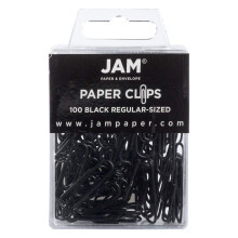Farebn tandardn kancel rske sponky JAM PAPER - be n 2,5 cm - cierne sponky - 100 ks/balenie