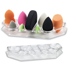 byAlegory Acryl Make-up Schoonheid Mengspons Organisator Droogbak Stand | Opbergcontainer met 9 ruimten, geschikt voor alle merken foundation-mengspo
