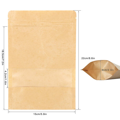SumDirect Sacos de Papel Kraft com Fecho Zip, Janela Fosca, 5.9x8.6 Polegadas, 50 Unidades 2