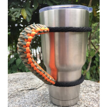 MOCE Håndlavet paracord håndtag til Yeti/Rtic/Ozark Trail Rambler 30 Oz Tumbler. Orange/skovgrøn