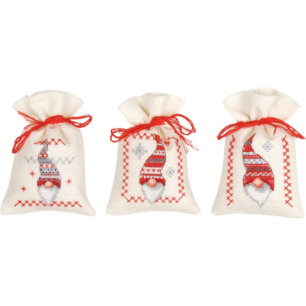 Vervaco Kreuzstich-Set: Potpourri-Tasche: Weihnachtselfen (3Er-Set), Baumwolle, Na, 8 X 12 Cm-image