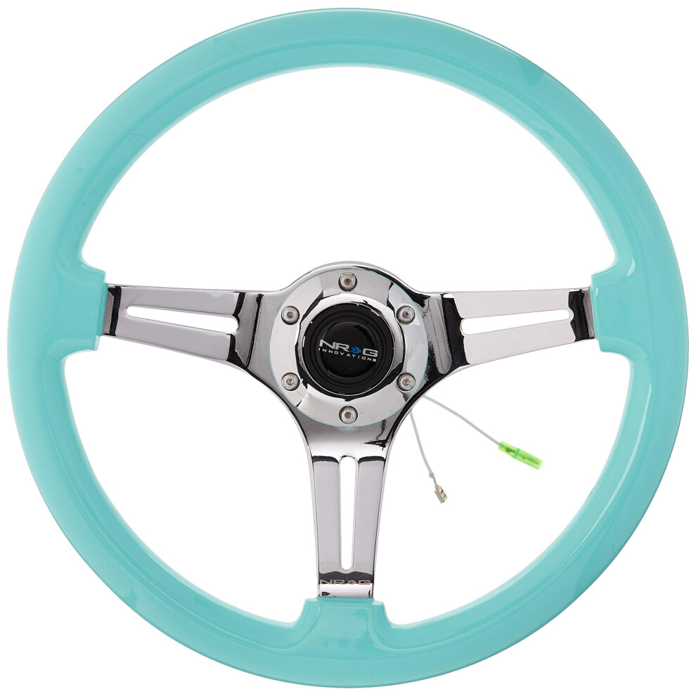Nrg Innovations St-015Ch-Mf Classic Wood Wheel (350Mm 3 Chrome Spokes-Minty Fresh Color) Grain 642893633714