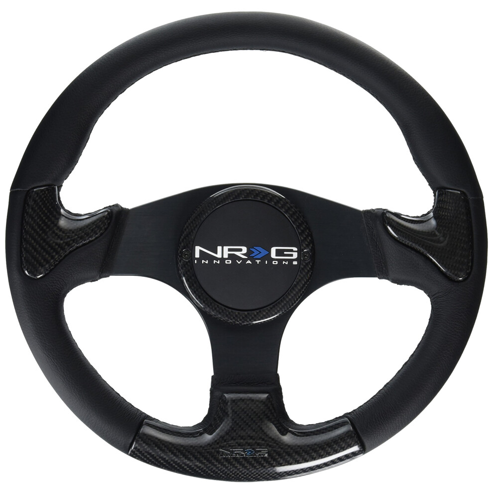 Nrg Innovations St-014Cfbk Carbon Fiber Steering Wheel With Rubber Cover Horn Button (350Mm Frame Stitching) Black 642893634551