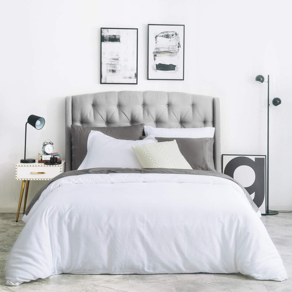 SUSYBAO Housse de couette blanche Queen 100 % coton Housse de couette blanche classique Ensemble 3 pi   ces 1 housse de couette Collection H   tel av
