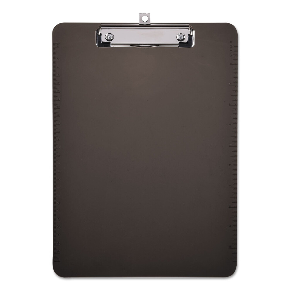 Universal 40311 Plastic Clipboard With Low Profile Clip 1/2-Inch Cap 8 1/2 X 11 Translucent Black