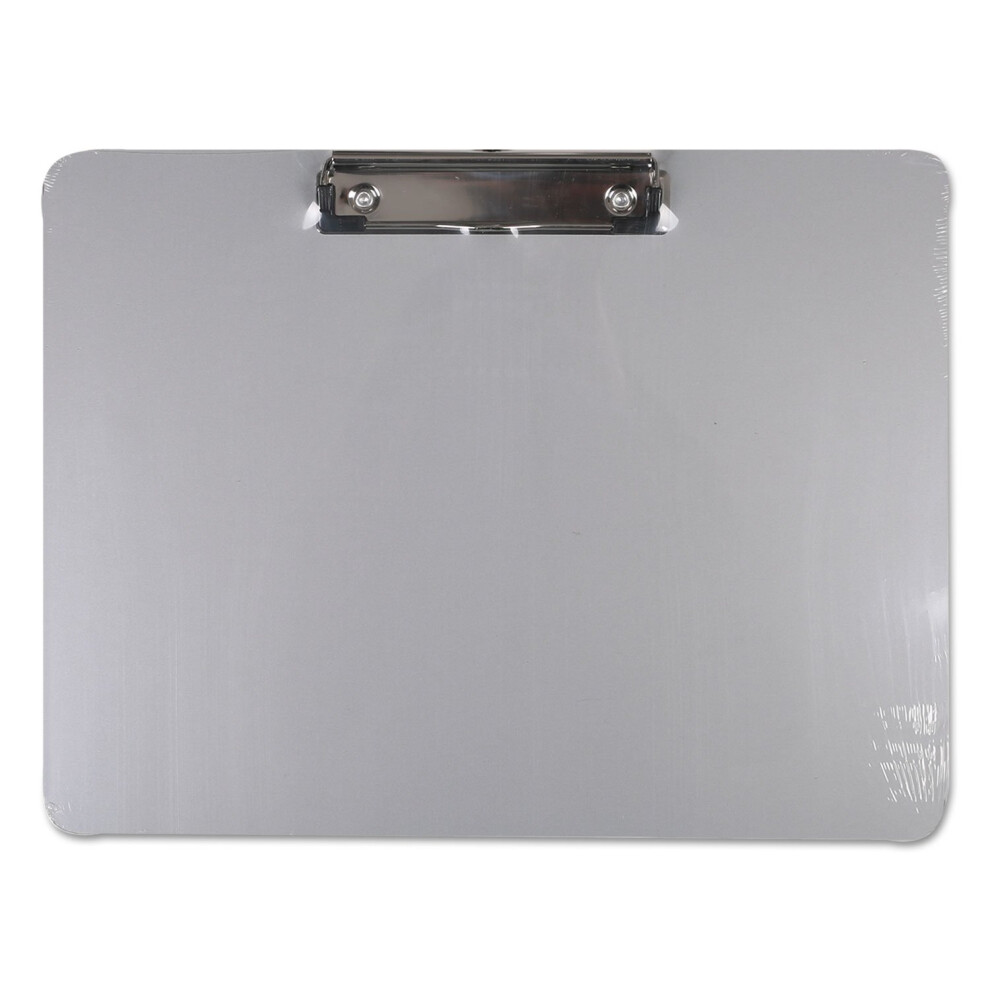 Universal Unv40302 0.5 In. Clip Capacity 11 In. X 8.5 In. Landscape Orientation Plastic Brushed Aluminum Clipboard - Silver