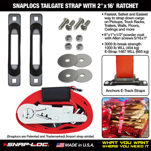 SNAPLOCS ΙΜΑΝΤΑΣ ΟΠΙΣΘΙΟΥ ΑΥΤΟΚΙΝΗΤΟΥ με CAM 2" x16' E-Strap Σύστημα για Φορτηγά 1