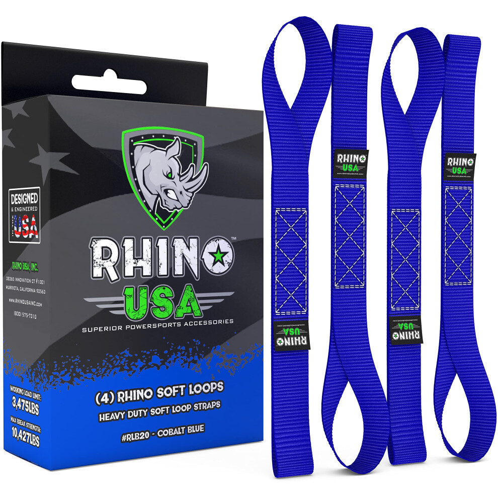 Sangles d'arrimage pour moto Rhino USA Soft Loop (lot de 4) - 10 sangles d'arrimage robustes de 430 kg (1,7"" x 17""),     utiliser avec une sangle