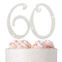60er-Kuchenaufsatz  Premium-Silbermetall  Party zum 60. Geburtstag oder Jubilum. Glitzernde Strass-Dekoration als toller Mittelpunkt  jetzt gesch