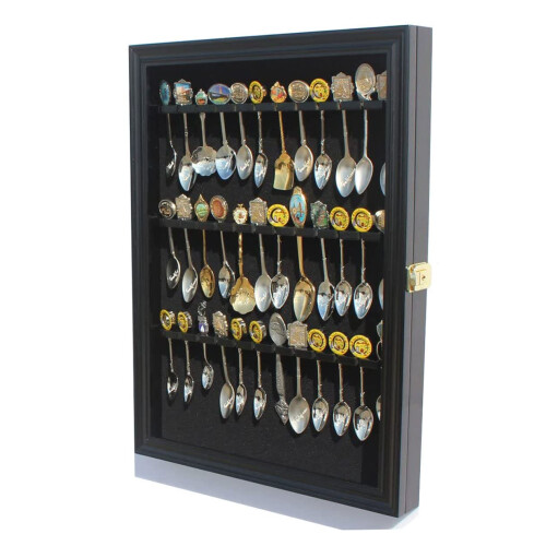 36 Souvenir Tea Spoon Display Case Rack Wall Mountable Cabinet Solid ...