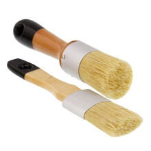 U.S. Art Supply 2-Piece Oval en Rond Krijt, Was en Sjabloon Borstels voor Meubels - 100% Natuurlijk