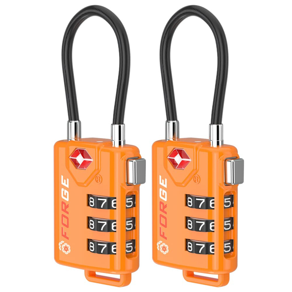 Cadenas Bagages C Ble Approuv Par La Tsa, Combinaison R Initialisable Avec Corps En Alliage Orange, 2 Cadenas.-image