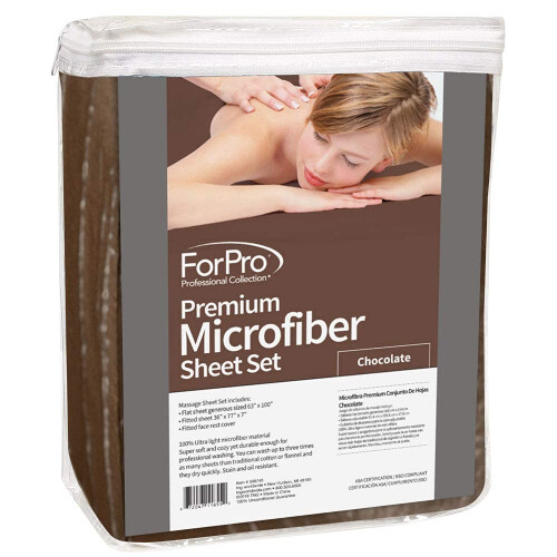 ForPro Collection Professionnelle Ensemble de Draps de Massage en Microfibre 3 Pièces - Chocolat 1