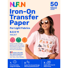Papel de transferencia t   rmica imprimible NuFun Activities para camisetas y telas ligeras, 50 hojas, 8,5 x 11 pulgadas, duradero, de calidad prof