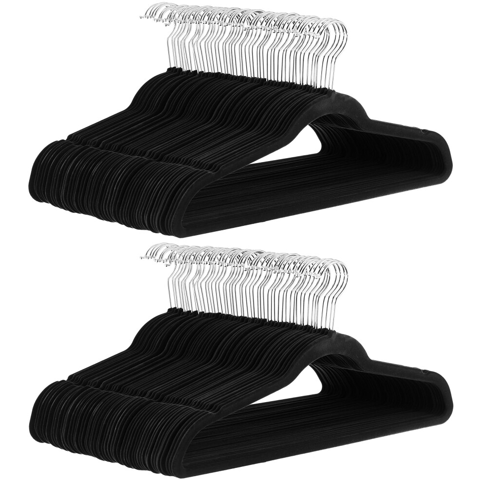 Amazon Basics Slim Velvet  Non-Slip Suit Clothes Hangers  Pack of 100  Black/Silver