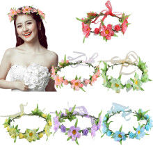 6Pcs Corone di Fiori Boho Regolabili con Nastro Elástico per Donne e Bambine
