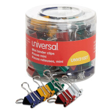 Universele UNV31027 Binderclips met opbergbak - Mini gesorteerd (60/pak)