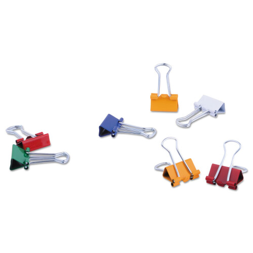 Universal UNV31027 Binder Clips with Storage Tub - Mini Assorted (60/Pack) 1