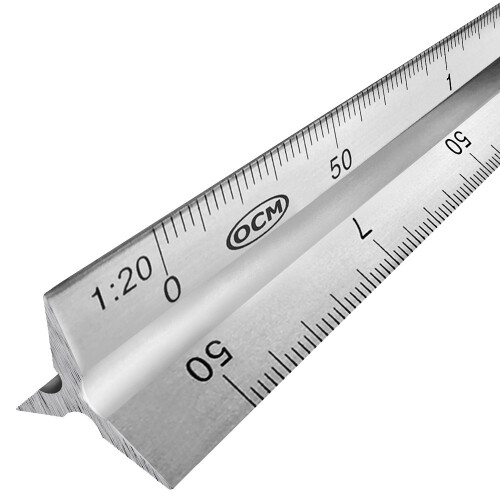 OCM Metric Triangular Engineer Scale Lineal (Professional kvalitet Fast aluminium) 30 Centimeter Metric Engineering Architectural Mechanical Draf