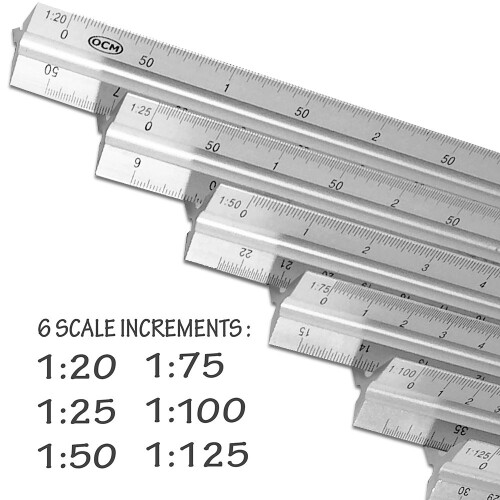 OCM Metric Triangular Engineer Scale Lineal (Professional kvalitet Fast aluminium) 30 Centimeter Metric Engineering Architectural Mechanical Draf 2