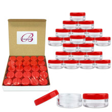 (Aantal: 100 stuks) Beauticom 5G/5ML ronde doorzichtige potten met RODE deksels voor scrubs Oli? Toner Zalven Cr?es Lotions Make-upmonsters Lippenbal