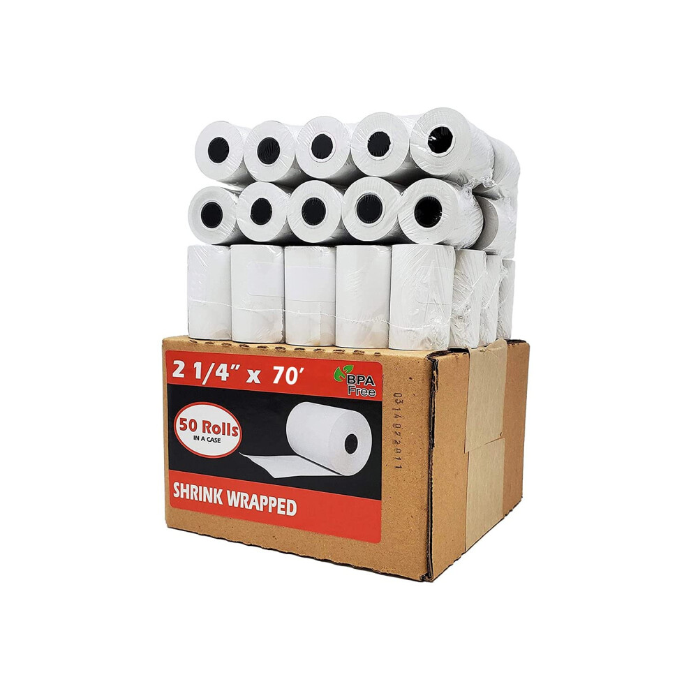 Buyregisterrolls (50 Rotoli) 2 1/4 X 70 Carta Termica 55 Gsm Carta Tedesca Di Qualit Premium Rotoli Grandi Per Clover Flex Verifone VX520 Ingeni-image