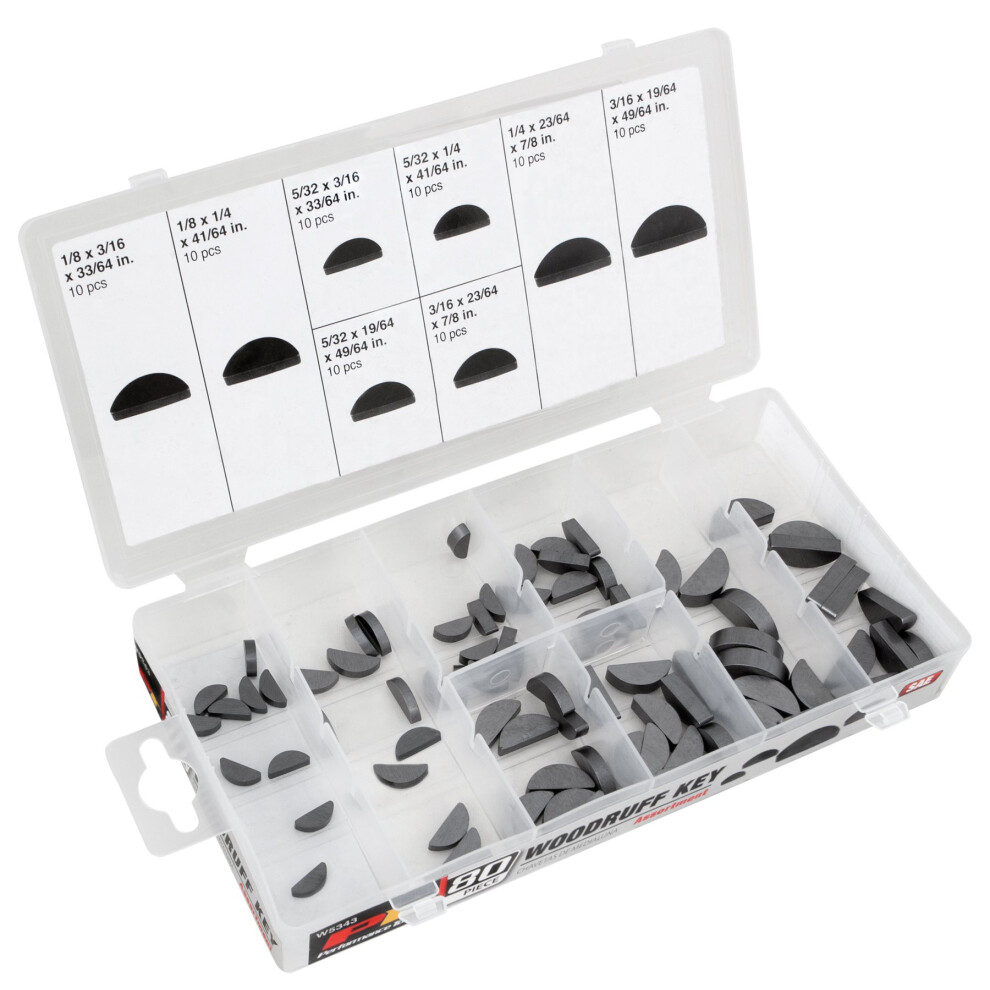 Performance Tool W5343 80Pc Woodruff Key Assortment Sae Grey 039564121869