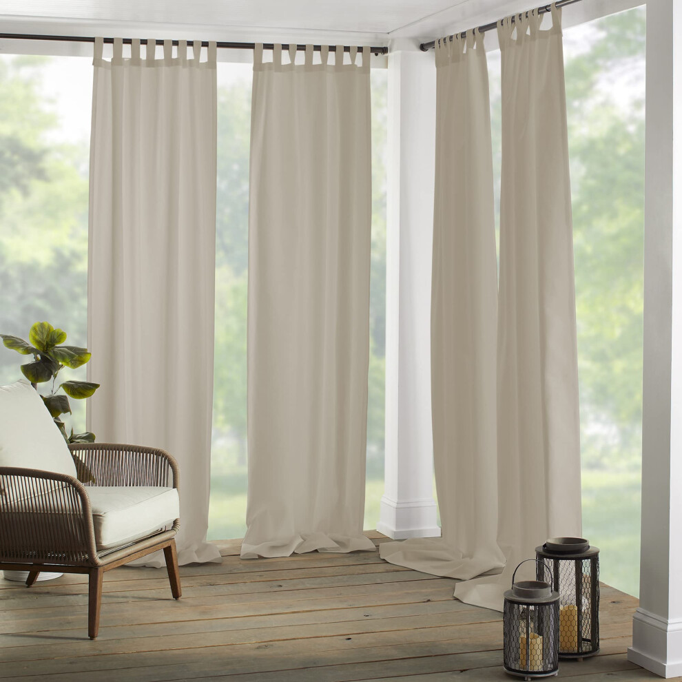 Elrene Home Fashions Matine Weatherproof Tab-Top Indoor/Outdoor Solid Color Curtain Panel for Porch  Pergola  Patio  Deck  52 W x 108 L  Taupe-image-OPC-PFNRGZZ-NEW